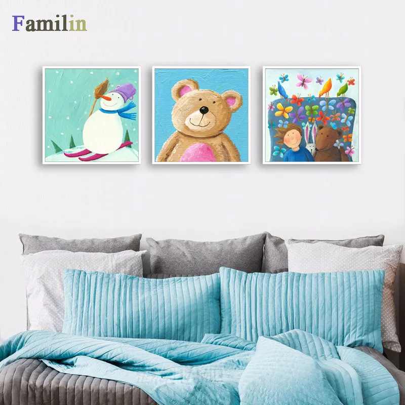 

Cartoon Baby Happy Paradise Painting Children Dream Canvas Art Print Poster Kawaii Wall Picture For Kids Room Decor Gift