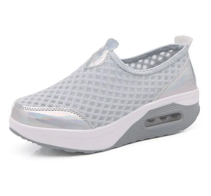 Женские сетчатые кроссовки повседневные дышащие на танкетке спортивная обувь