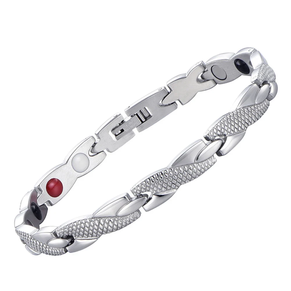 Silver Мужчины Женщины Плетеный браслет здоровая Магнитная терапия избавление от боли при артрите браслет Прямая - Цвет: Silver
