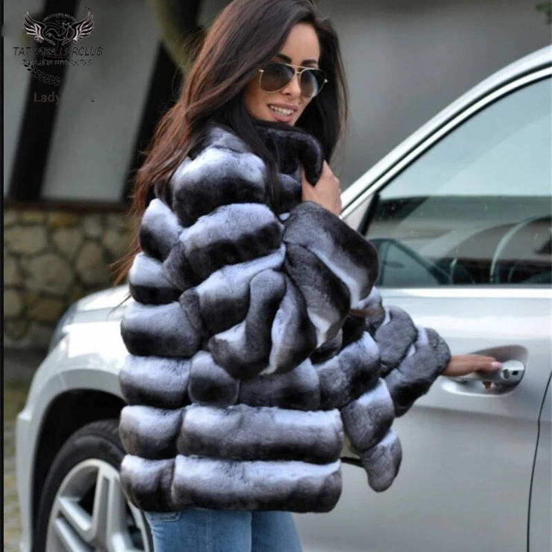 Tatyana Furclub Real Fur Coat Natural Rabbit Rex Fur Jacket 2022 New Fashion Top High Quality Black Fur Girl Winter Coat Female