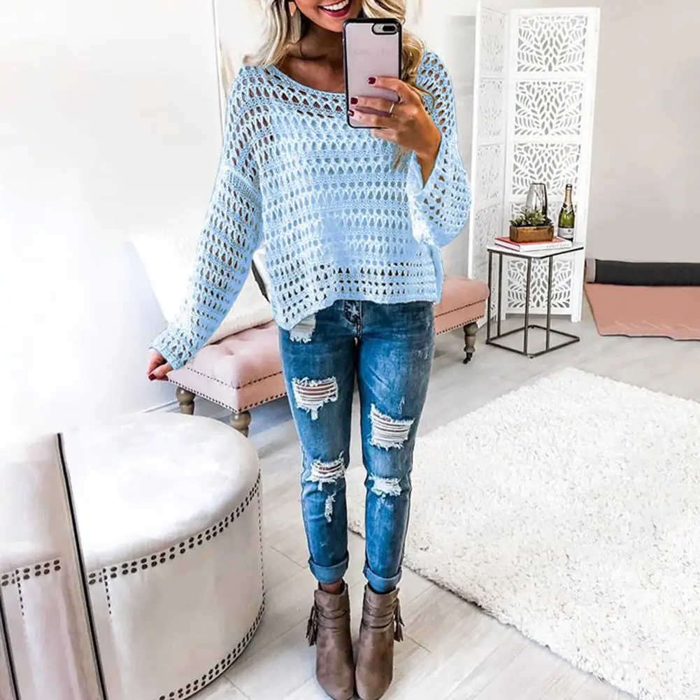 Yfashion женские топы летние Вязаные Рубашки ажурные трикотажные комбинезоны