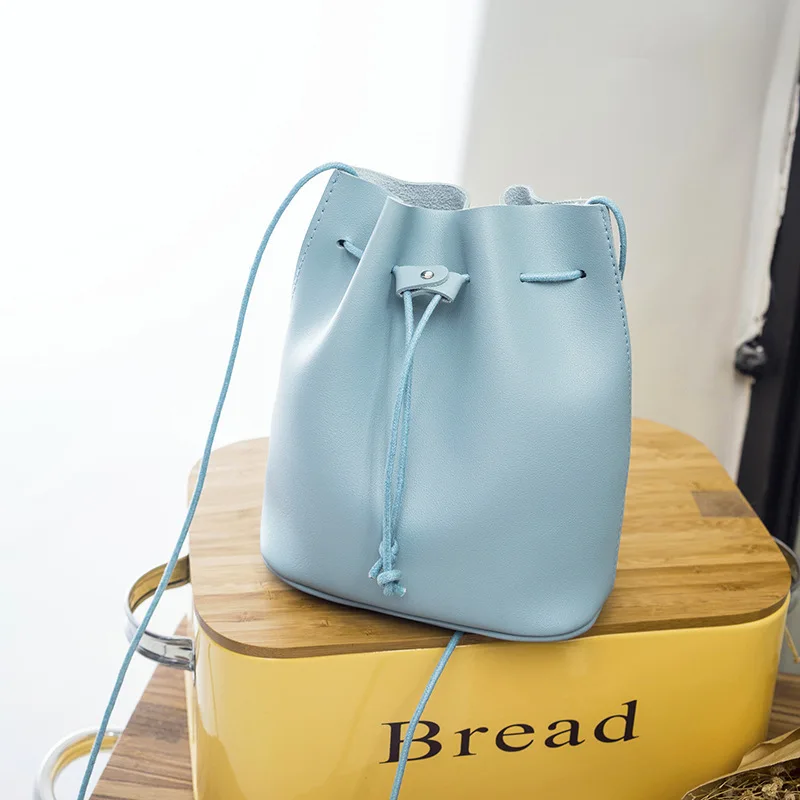 Корейский Mini Bucket Bag перекос охватывающий 2017 Осень Зима Новый Простой веревкой