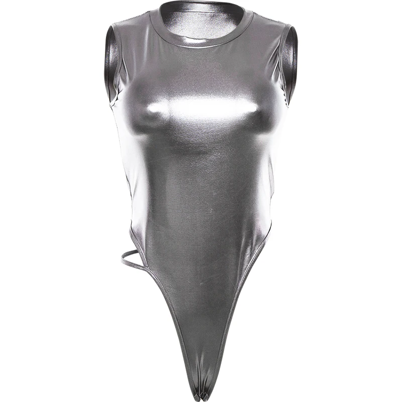 

New Nightclub Silvery Jumpsuit Sexy Dj Costumes Singer For Women/Ladies Party Rompers Stage Performance Black Bodysuit VDB225