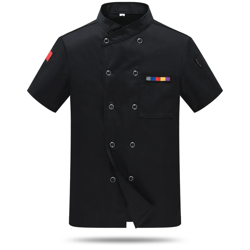 Двубортная куртка шеф повара с коротким рукавом летняя рубашка для официанта