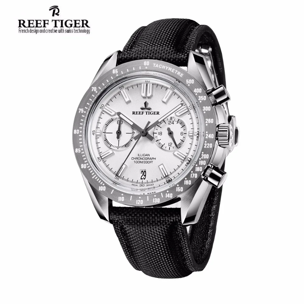 Бренд Reef Tiger Роскошные мужские часы спортивный хронограф водонепроницаемые