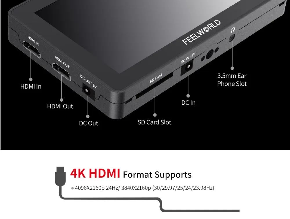 FEELWORLD F6 PLUS 4K монитор 5,5 дюймов на камеру DSLR 3D LUT сенсорный экран ips FHD 1920x1080 видео 4K HDMI полевой монитор dslr