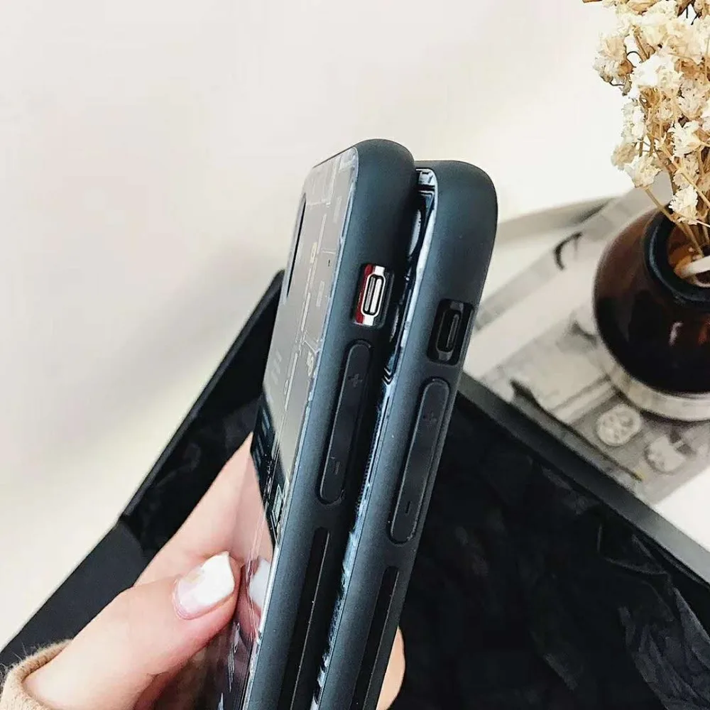 Teobald Реалистичного имитация панели телефона чехол для iPhone X черное стекло чехла 6 7