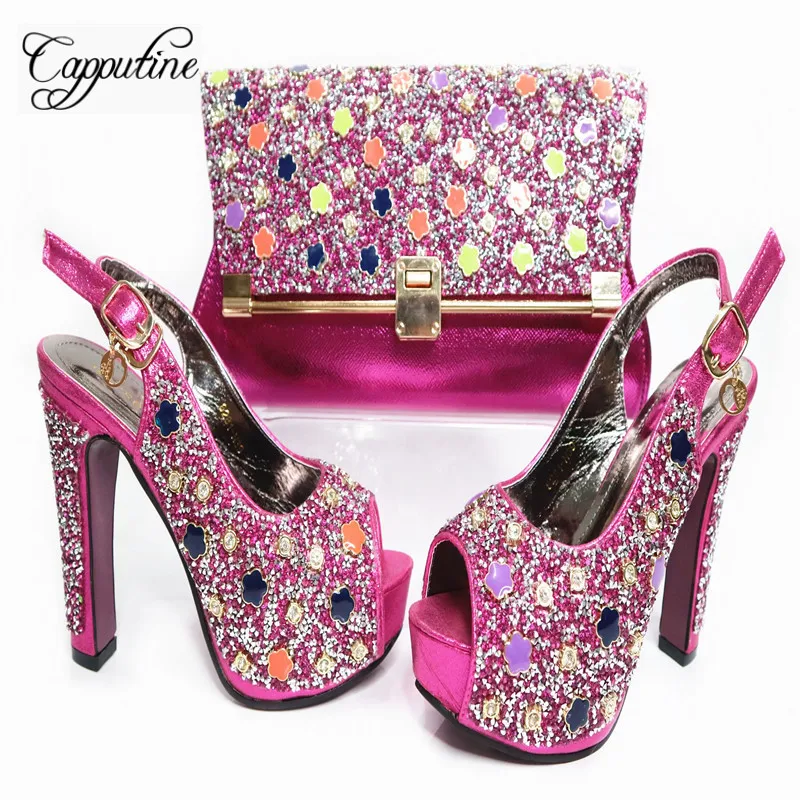 Capputine Африка Дизайн со стразами Обувь и Сумка Набор для Свадебная вечеринка