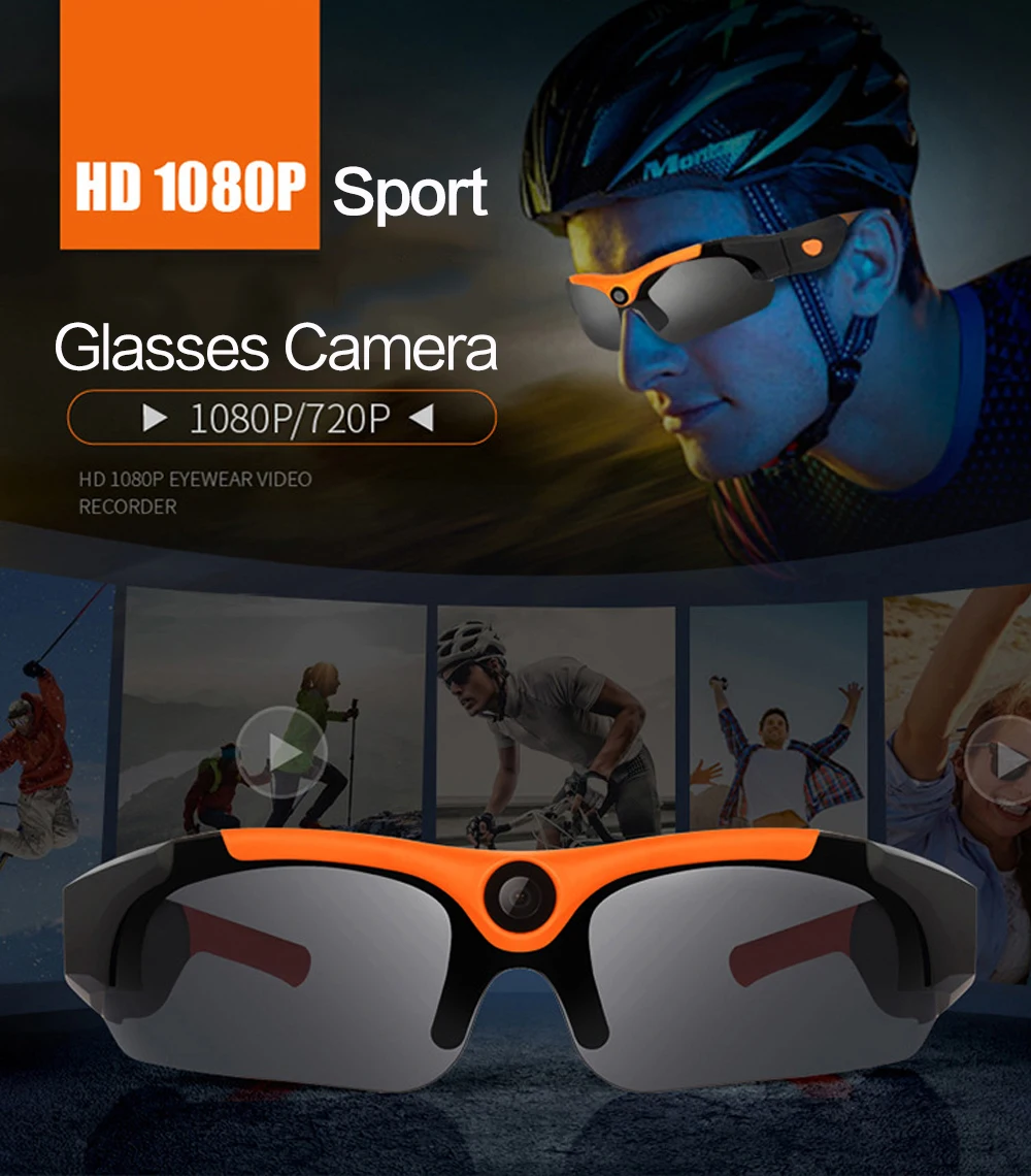 1080P HD поляризованные линзы высокой четкости спортивные солнцезащитные очки для улицы поляризованные видеокамеры DVR видео Встроенный TF карта памяти