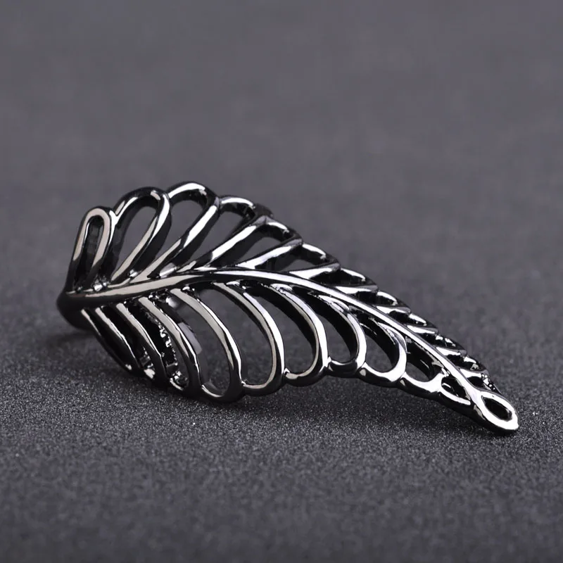 Женское Винтажное кольцо Blucome черное в форме цветка листка длинное стиле ретро