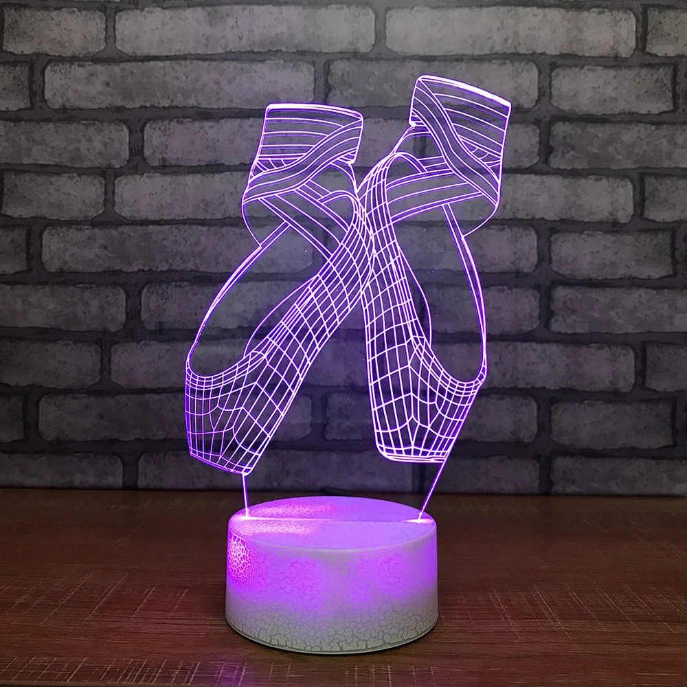 Интересный 3D светодиодный светильник 7 цветов меняющий цвет Usb балетная обувь