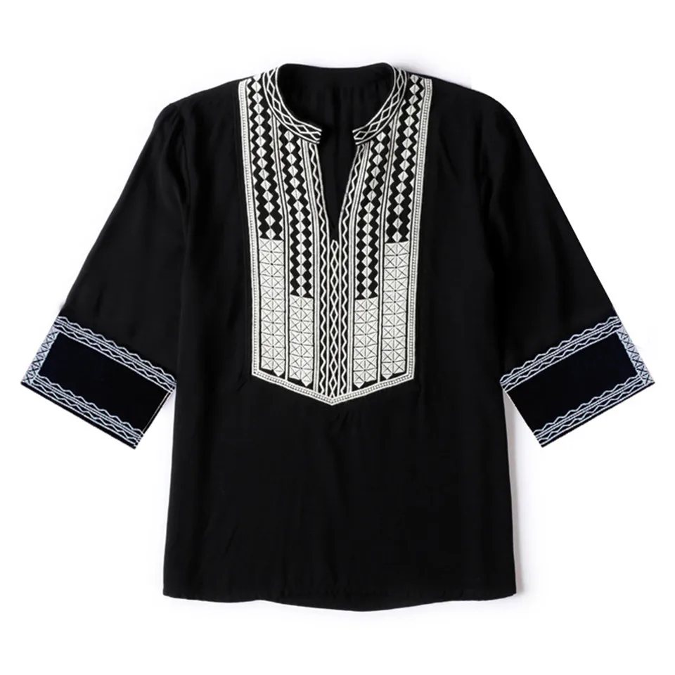 CORUJA, модная женская одежда, v-образный вырез, этнический стиль, Boho, вышитая рубашка, короткий рукав, топы, повседневные блузки, S-XXXL