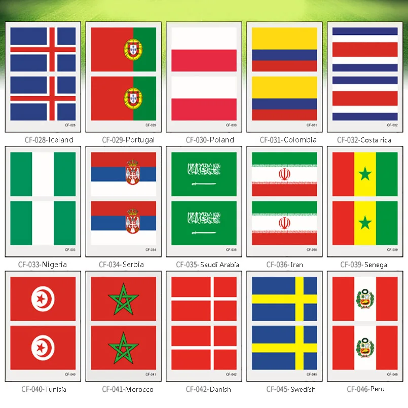 10PCS World Soccer Tattoo Stickers Football Waterproof Flag on Face Arm 32 Teams Souvenir | Спорт и развлечения