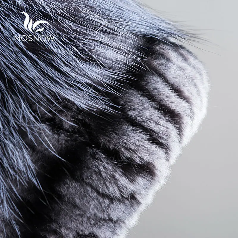 Модные женские меховые шапочки реального меха кролика рекса Шапки с полосой