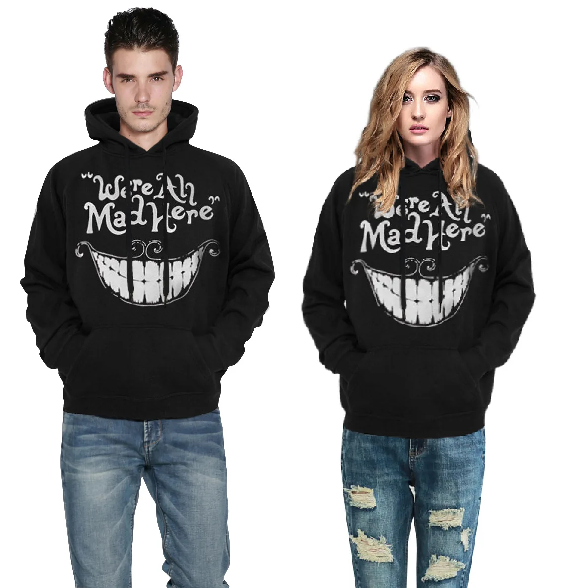 2018 3D Stranger Things Hoodies Women Big Smile Black Sweatshirt Hooides Long-Sleeve Hooded Loose Punk Pullovers Unisex | Женская одежда