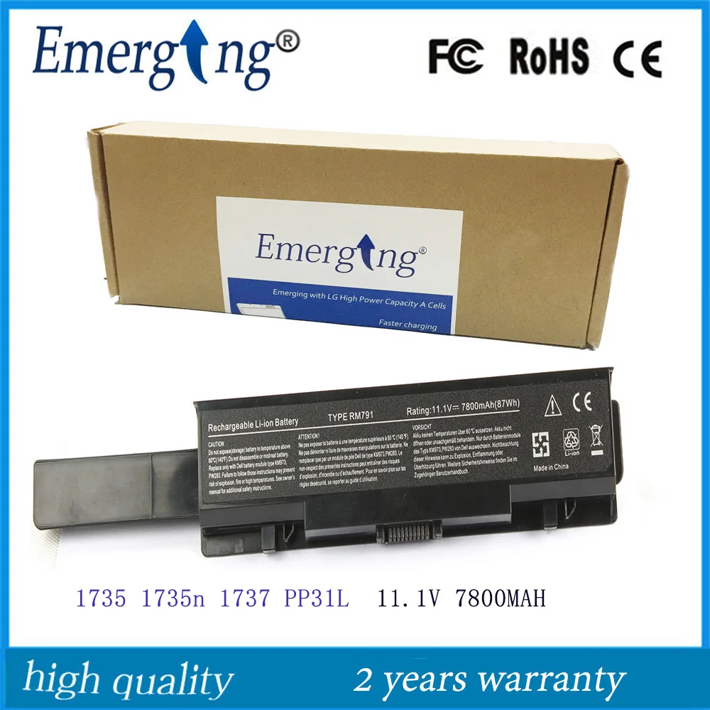 

9cells 7800mah High Quality New Laptop Battery for Dell 1735 1736 1737 KM973 RM791 KM973 312-0711 MT342 RM870 KM974 MT335 KM978