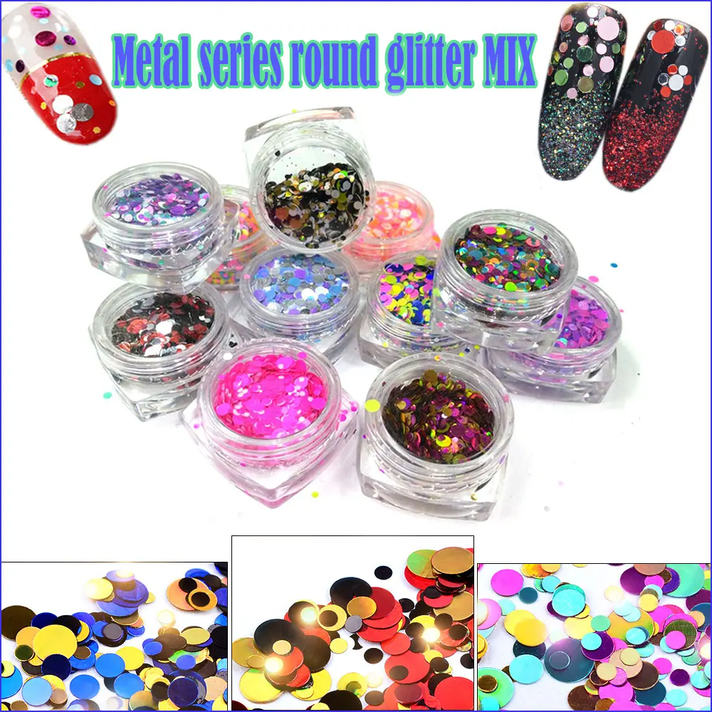 

12 Colours Nail Sequin Nail Art Flake Nail Glitter Paillette Mixed Round Thin Shining 3D Nail Art Sticker DIY Decals Decoration