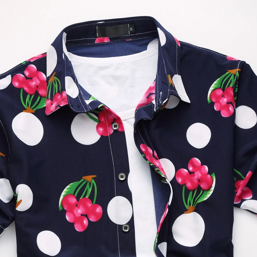 Гавайский поступления рубашка Для мужчин хлопок с цветочным принтом Camisas большой