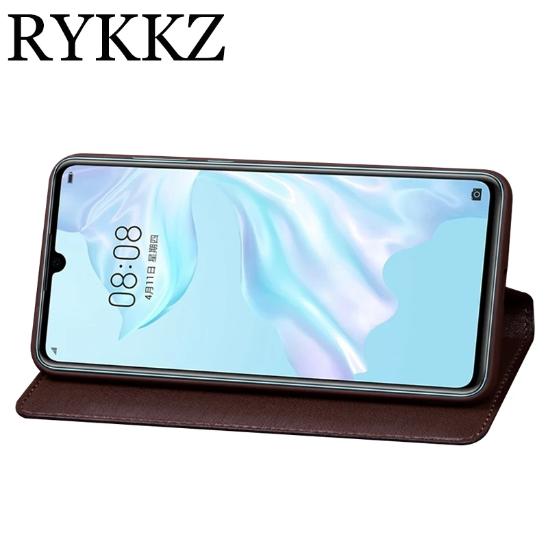 Rykz Натуральная кожа флип-кейс для Huawei P30 чехол Магнитный Pro Чехол кожаный телефона