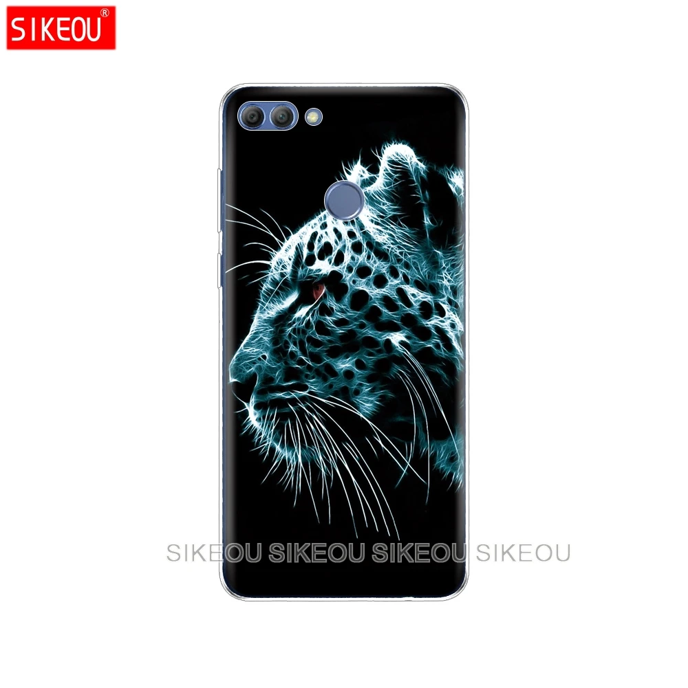 Силиконовый чехол для телефона huawei p smart чехол для psmart задняя крышка Полный 360 Защитный Волк тигр, Лев, Леопард медведь - Цвет: 10133