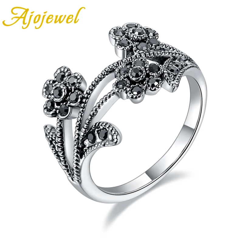 Женское кольцо в винтажном стиле с цветком|rhinestone ring|designer ringfashion rings |
