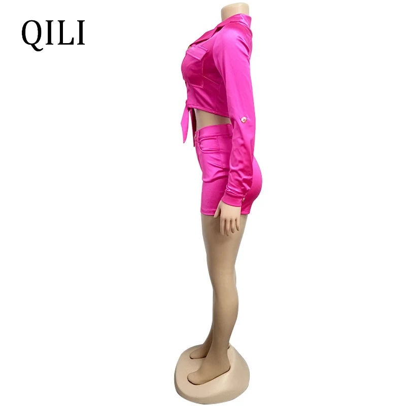 QILI/Модный женский комплект из двух предметов неонового зеленого розового и