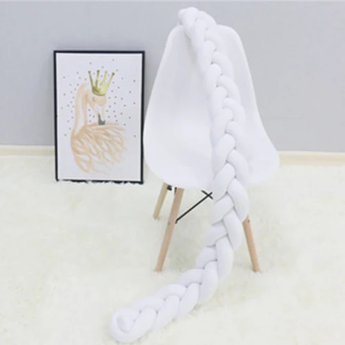 white 1 м Детская кровать бампер DIY Ручная работа Узловая хлопковая оплетка подушки детские украшения комнаты окружность кровати вокруг защиты - Цвет: white