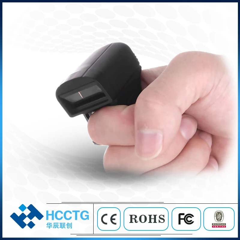 Laser CCD 300mAh Battery Bluetooth Finger 1D Barcode Ring Scanner HS-S02C
