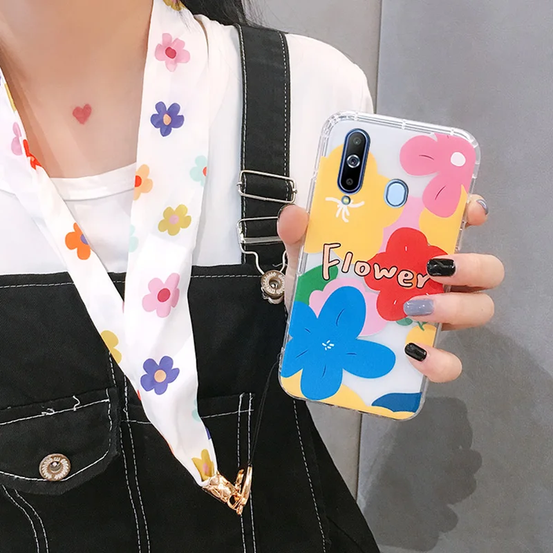 Милый прозрачный чехол с листочками для Samsung Galaxy S6 S7 Edge S8 S9plus S10plus note 8/9/4/5 задняя