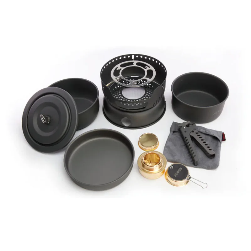 ALOCS CW-C05 2-4 people Outdoor Camping Cook set 1.7L pot and 1.4L Fry Pan Stove with Portable Bag | Спорт и развлечения