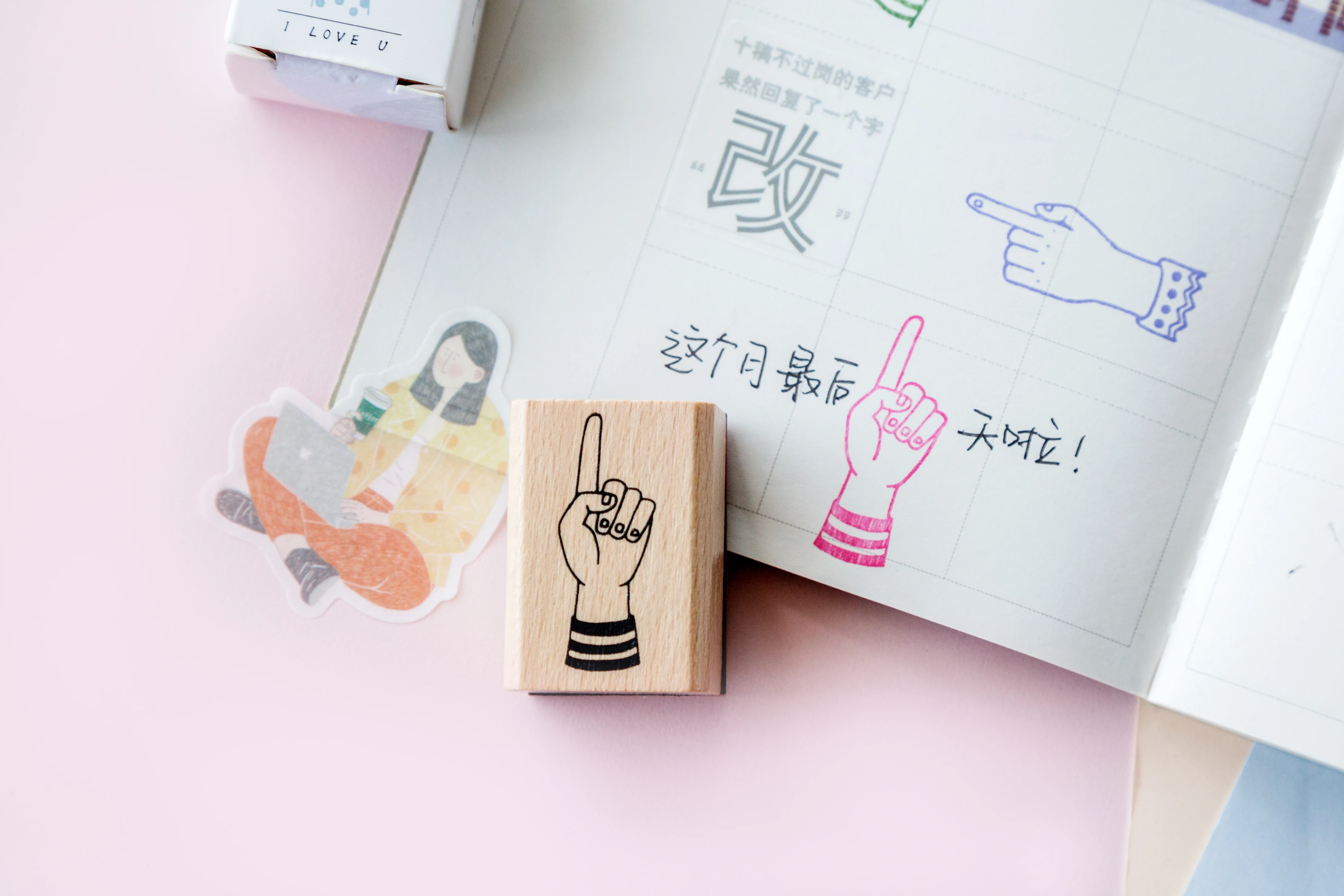 1 шт. пальчиковые указатели серии жесты деревянные и резиновые штампы для