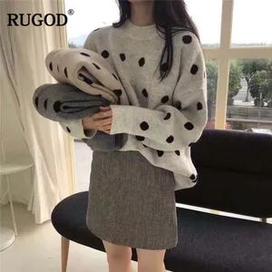 Женский свитер в горошек RUGOD, повседневный вязаный пуловер в Корейском стиле, зима 2020