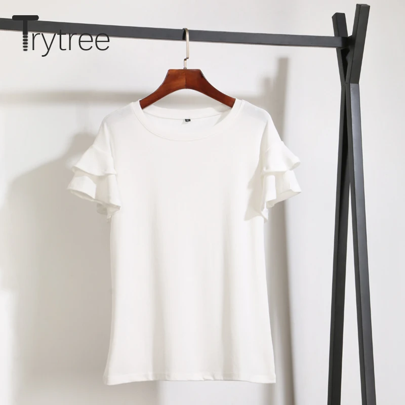 Trytree лето осень женский комплект из двух предметов Повседневный Топ с рюшами и