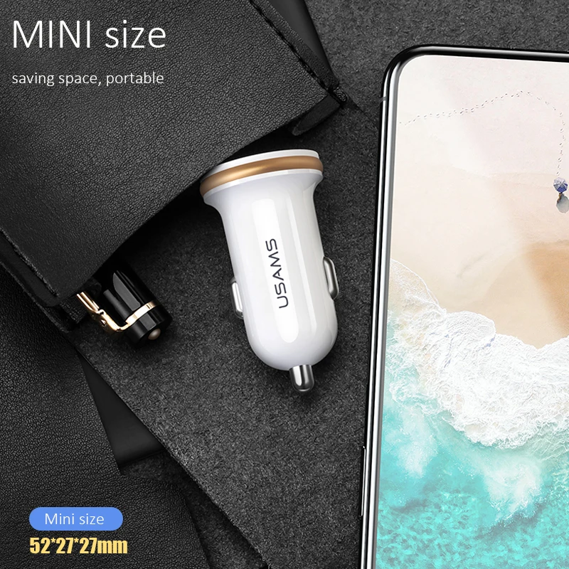 Автомобильное зарядное устройство с двумя USB USAMS 5 В/2 4 А для мобильного телефона