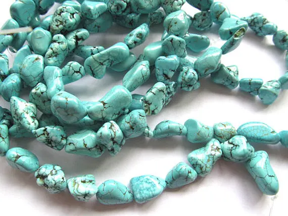 

high quality 2strands 4-30mm Turquoise stone freeform chips nuggets blue Green jewelry making Bead