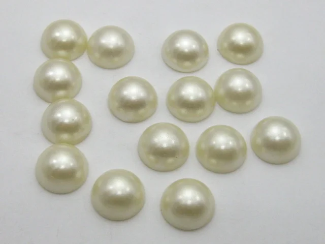

50 Ivory Half Pearl Bead 16mm Flat Back Scrapbook Craft