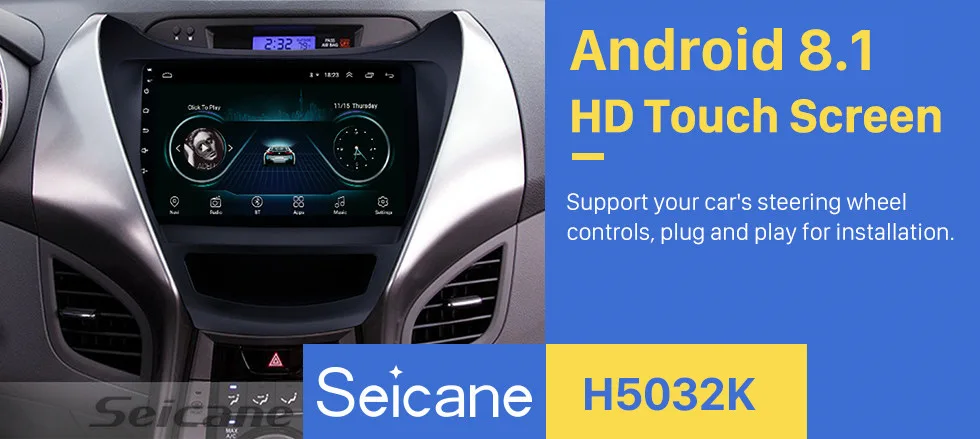 Seicane Android 8,1 " gps навигация 2din Автомагнитола для hyundai Elantra 2011 2012 2013 с 1080P DVR управление рулевым колесом