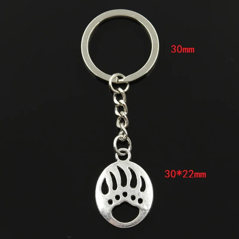 Мода 30 мм брелок Металлический изделия Античный Посеребренная Bear Paw 30*22 Кулон |