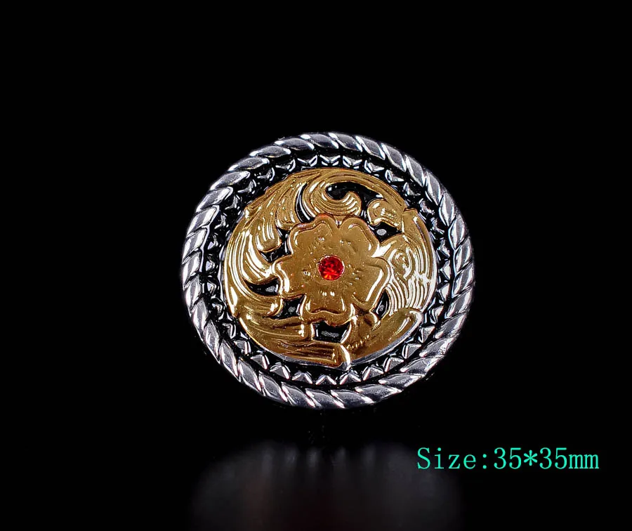 5X35*35 Bling Серебро Золото западный ковбой цветок Стразы кожевенное ремесло