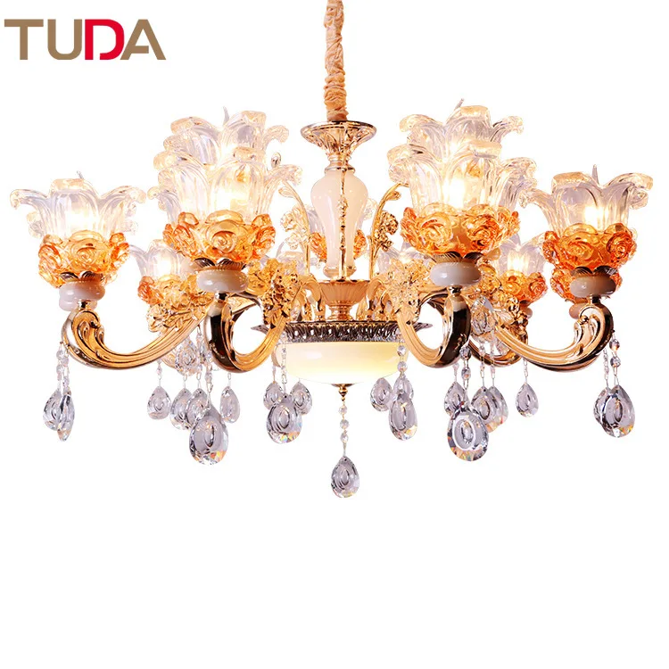 

TUDA LED Chandelier European Glass Crystal Chandelier Living Room Bedroom Dining Room Zinc Alloy Chandelier E14 110V 220V