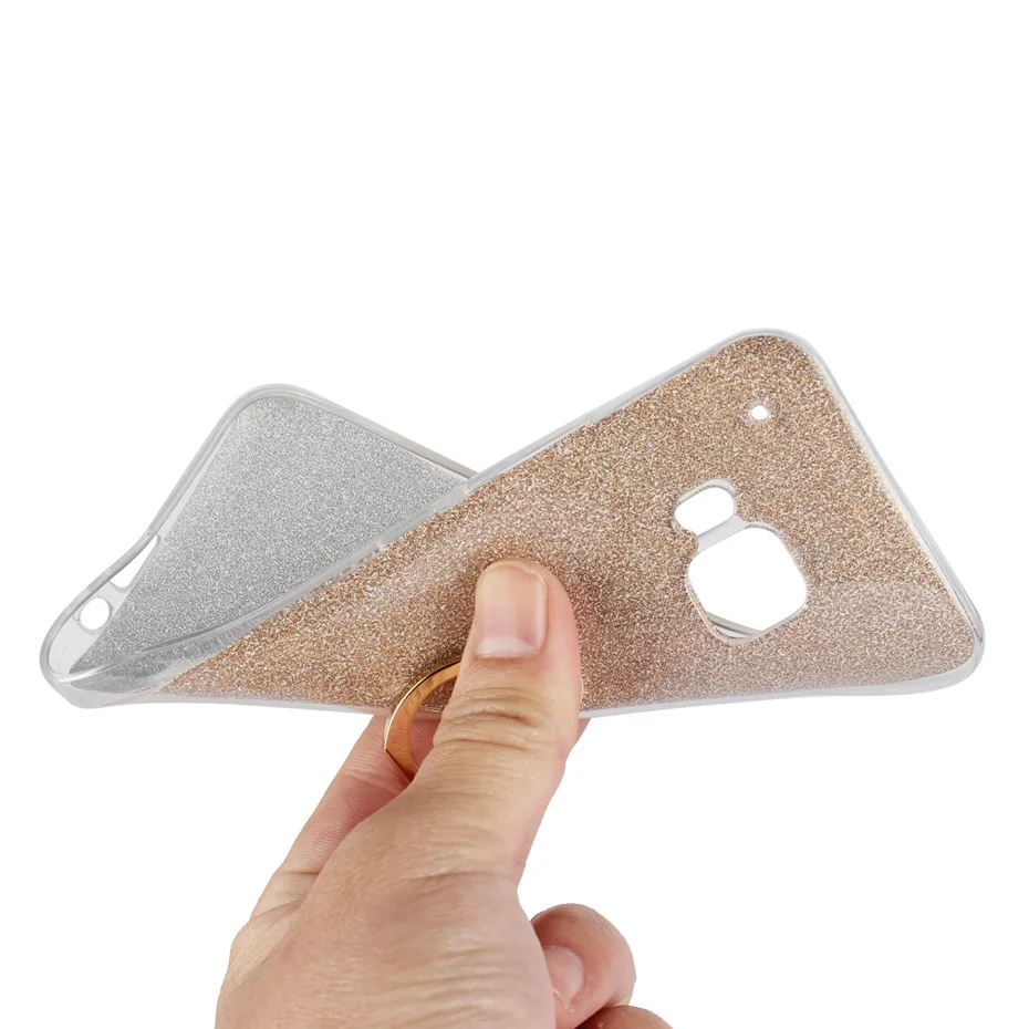 Чехол для htc один M9 M 9 мягкой ТПУ с стенд колец на палец блеск крышка блестки