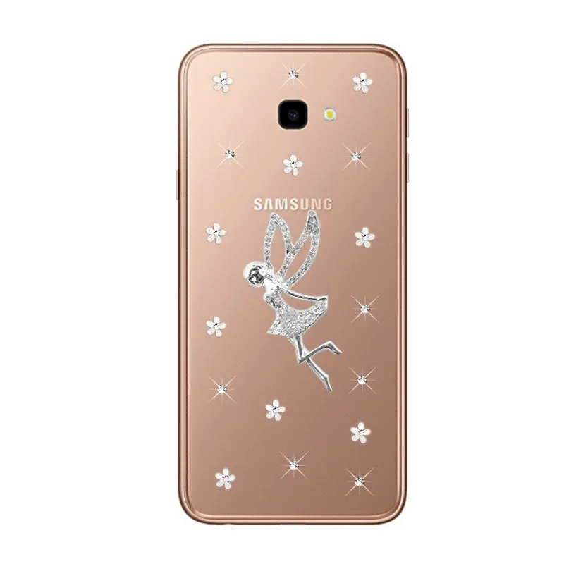 Прозрачная Алмазная задняя крышка с цветами для Samsung Galaxy A7 2018 A9 A9S A80 M40 A6 A8 Plus S8 S9 J6 J4