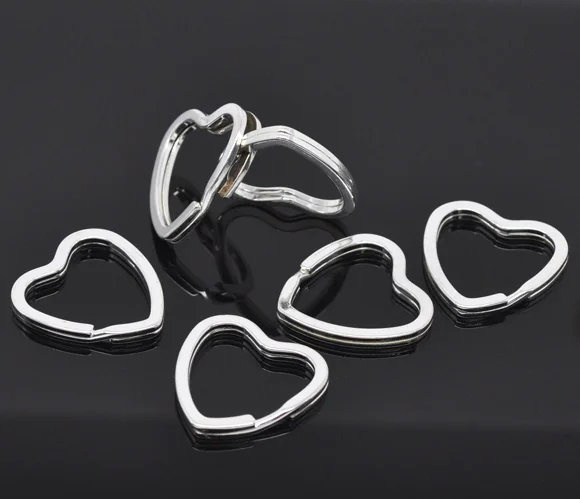 DoreenBeads сплав ключи цепочки Ключи Кольца Сердце серебряного цвета 3 1 см (1 2/8 &quot) x