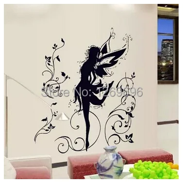 

FREE SHIPPING Beautiful elf girl romantic bedroom hallway entrance living room sofa TV wall stickers WGS0109