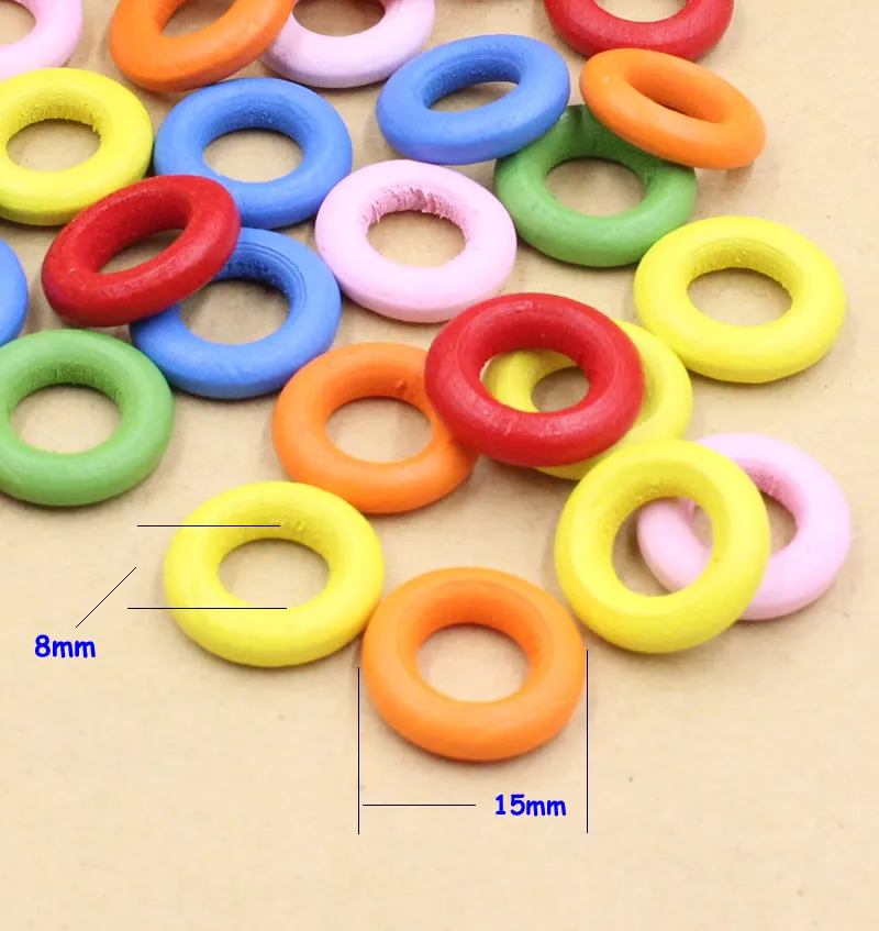 100 шт./лот Разноцветные деревянные круглые соединители для подвесок/колец