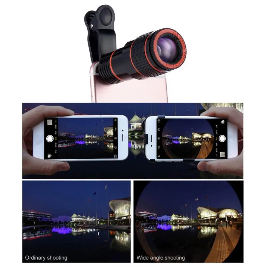 12X камера с оптическим увеличением телескоп объектив для iPhone 6 6s 7 8 Plus Универсальный зум объектив для Huawei Mate 10 lite для Xiaomi Redmi 6