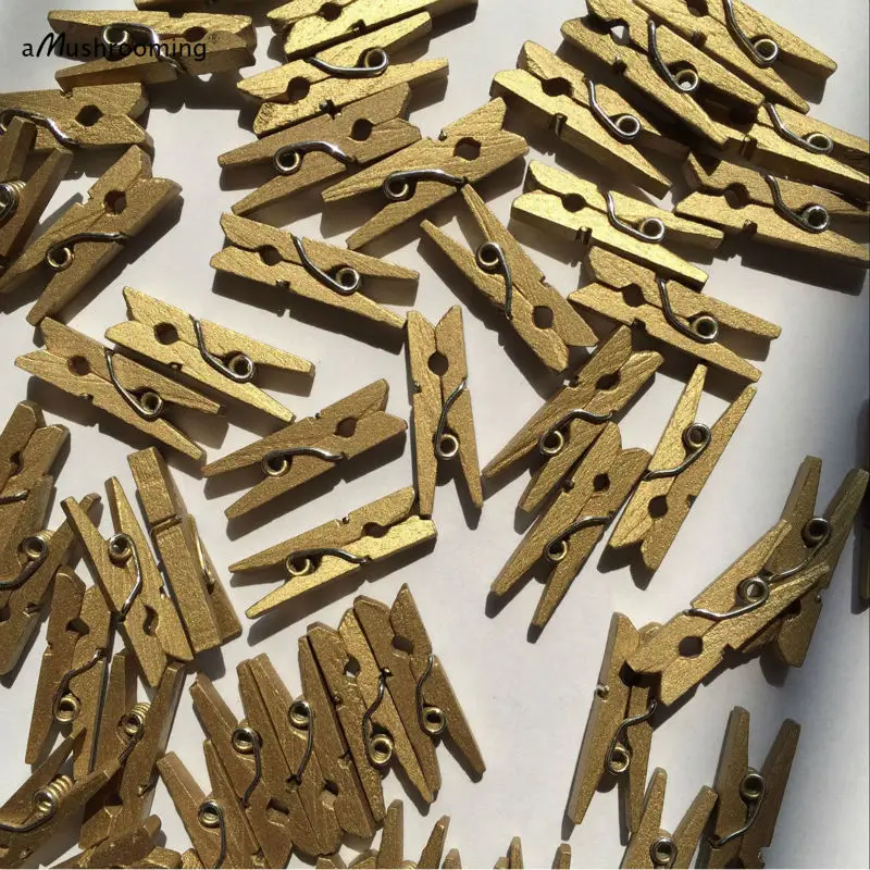 1000 оптовая продажа Детские прищепки для душа золотые Деревянные 1 дюйм