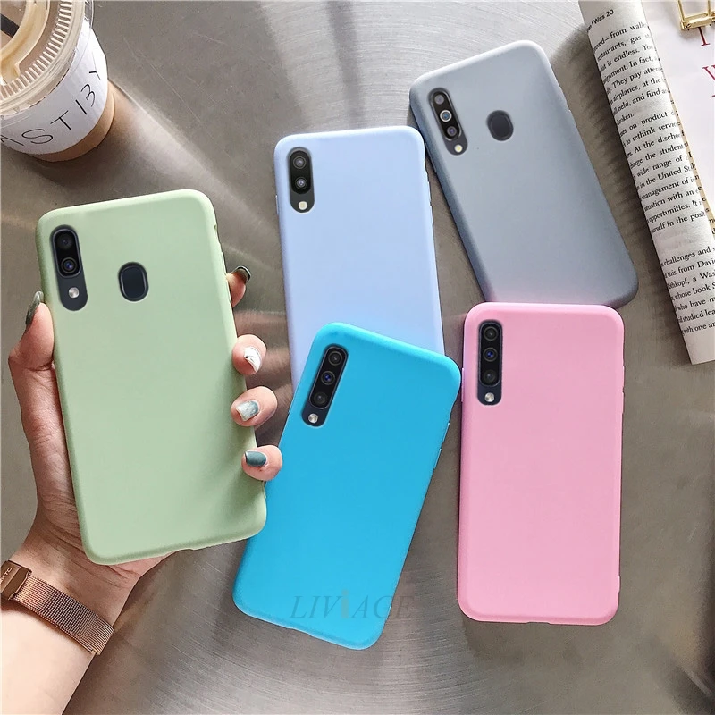 Однотонного яркого цвета для силиконовый чехол samsung galaxy m10 M20 A10 A30 A50 A40 A70 A20 a7 2018 a20e