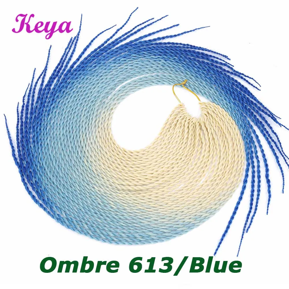 Keya Ombre Сенегальские крученые волосы 14 цветов синтетические плетеные волосы 24 дюйма крючком косички 30 корней розовые волосы синие косички - Цвет: NC/4HL