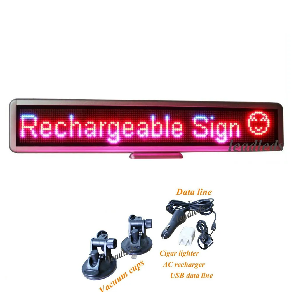 

22inch 12v Red Blue Pink Tri-color LED Car sign message scrolling display screen 16*128Dots rechargeable+programmed